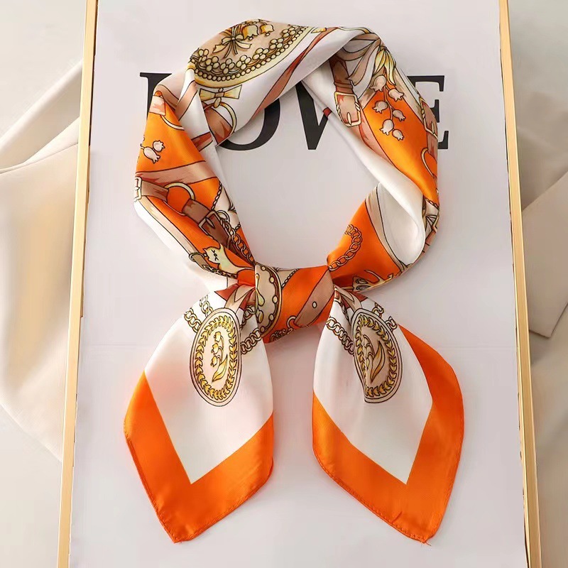 Luxo xale de seda lenço quadrado para mulheres cetim moda envolve lenço feminino faixas de cabelo fita bandana mulher hijab