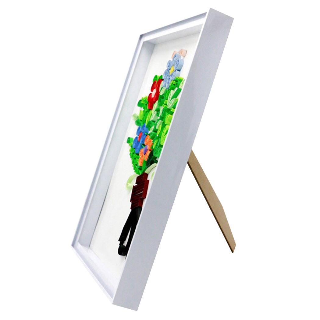 10in Shadow Box Frame Decoration Minimalist Display Shadow Box Picture Frame PVC Plastic DIY Desktop Vertical Photo Frame: White