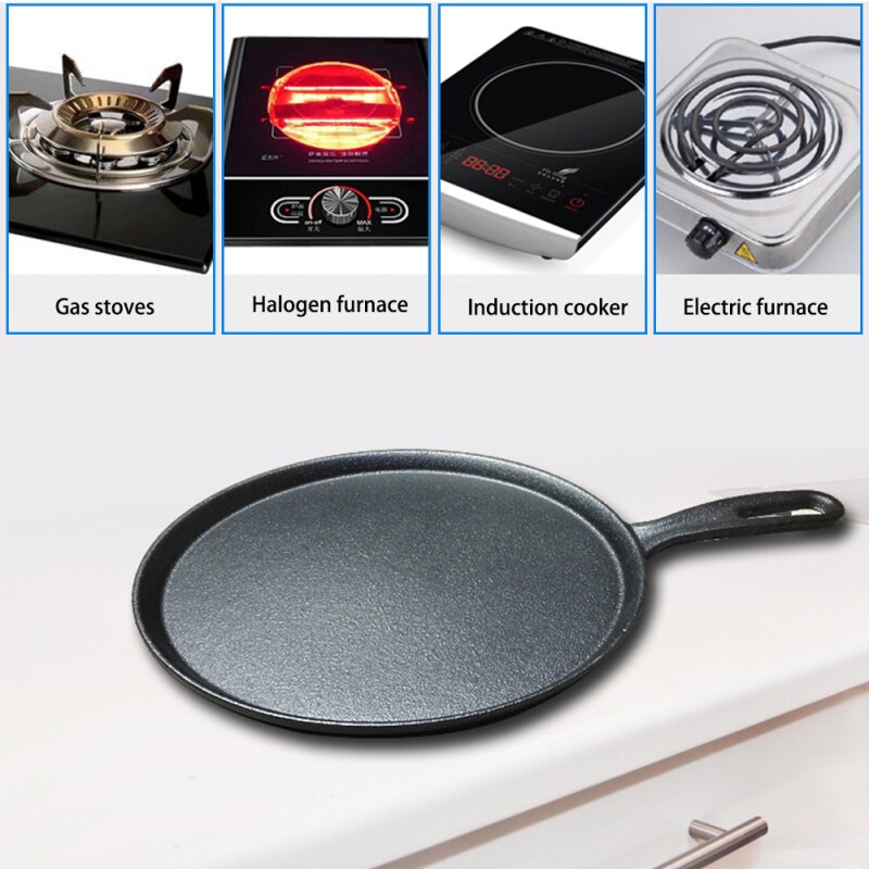 10 in. Cast Iron Griddle Pan Round Skillet Pancake Tortilla Pizza Pre-Seasoned