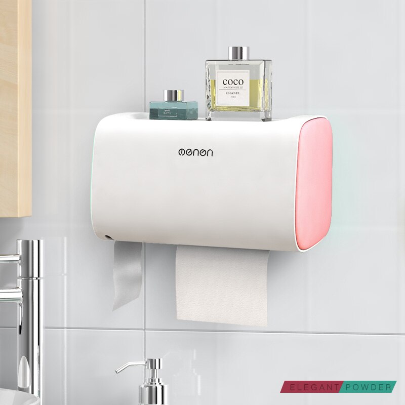 3 Layer Toilet Paper Holder Waterproof Storage Box Wall Mounted Toilet Roll Dispenser Portable Toilet Paper Holders: Pink