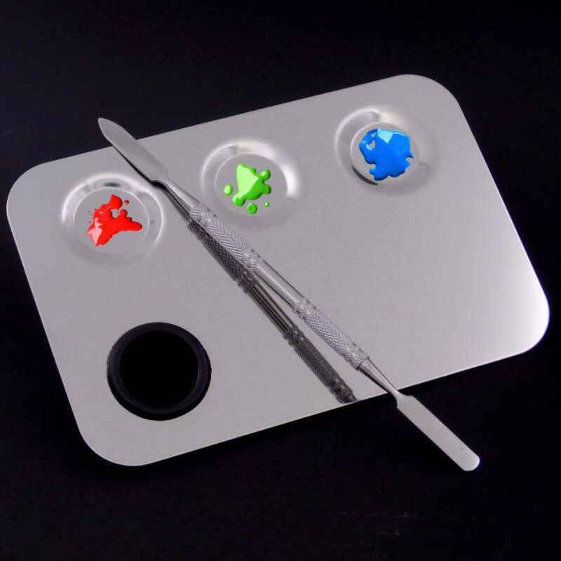 Paleta de pintura de acero inoxidable de , paleta de maquillaje para acuarela, pintura al óleo de acrílico, Material Escolar, suministro de arte