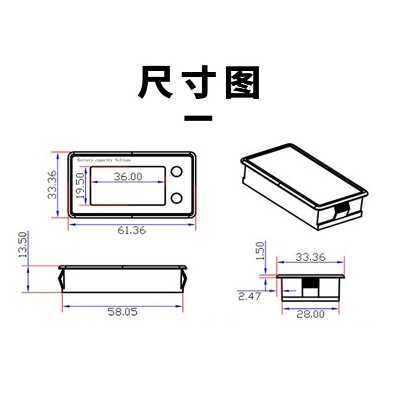 LCD DC Voltmeter Lithium Lead-acid Battery Level Indicator Capacity Display Dc10-100v Automobiles Blue And White Screen