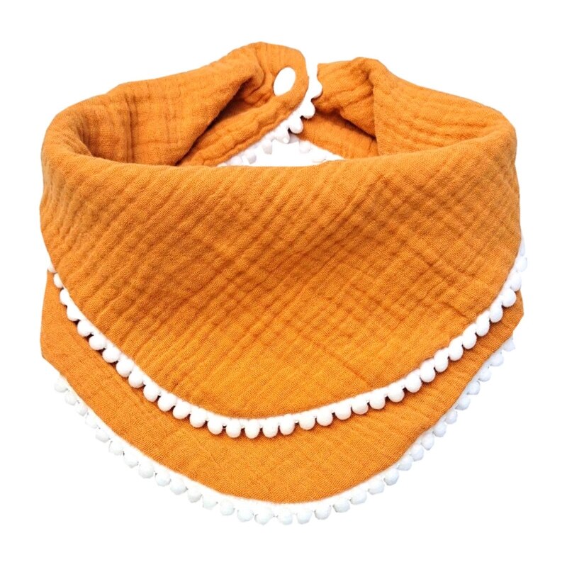 Baberos de algodón para bebé recién nacido, borla, toalla de alimentación de Saliva, triángulo de doble capa, bufanda: Amarillo