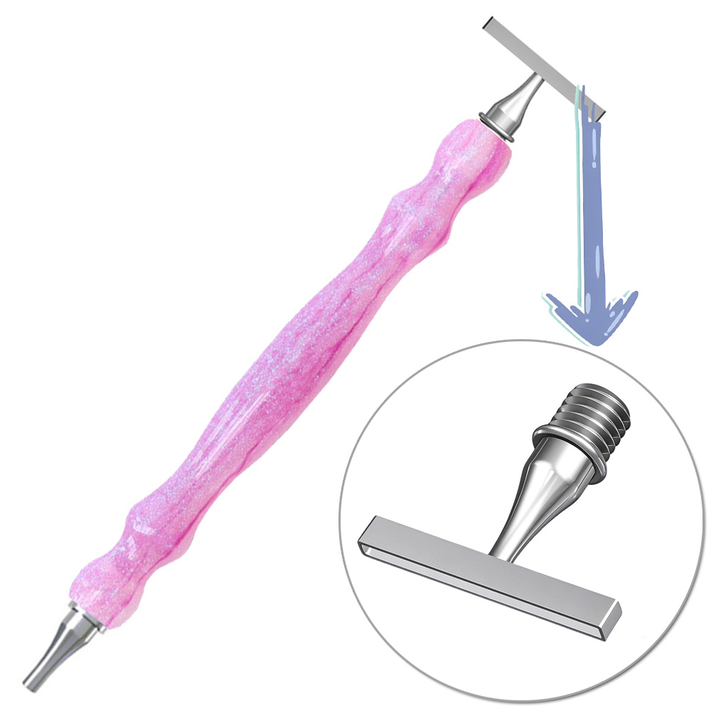 Caneta de broca de ponto de pintura de diamante de resina ergonômica, ponta de caneta de aço inoxidável com rosca fina, adequada para ferramenta de pintura de diamante 5D: Violeta