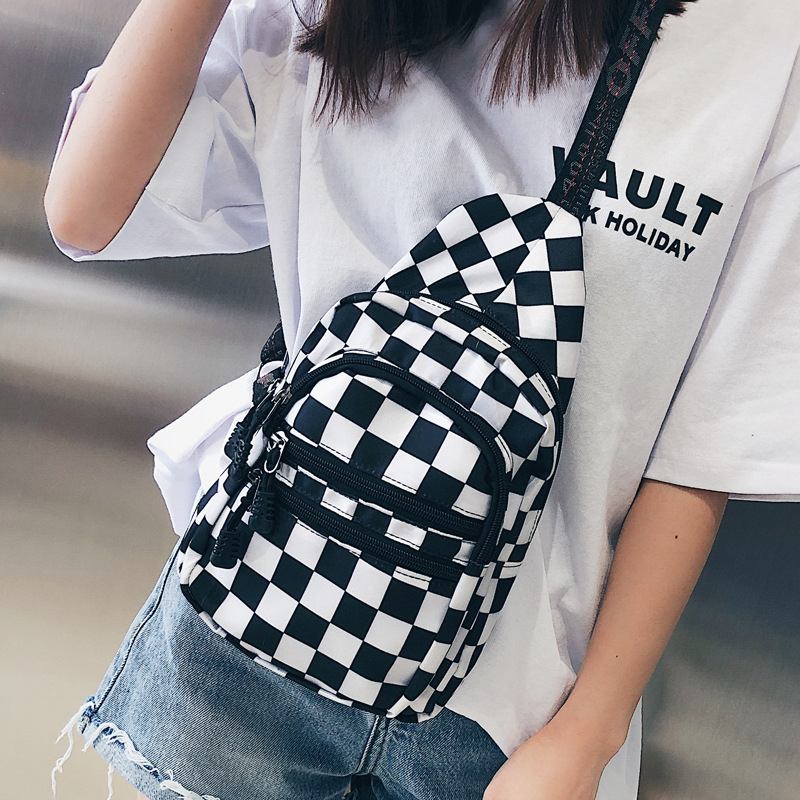 Heuptas dames heren unisex borsttas rooster schaakbord heuptas dames schoudertas geruite handsfree tas