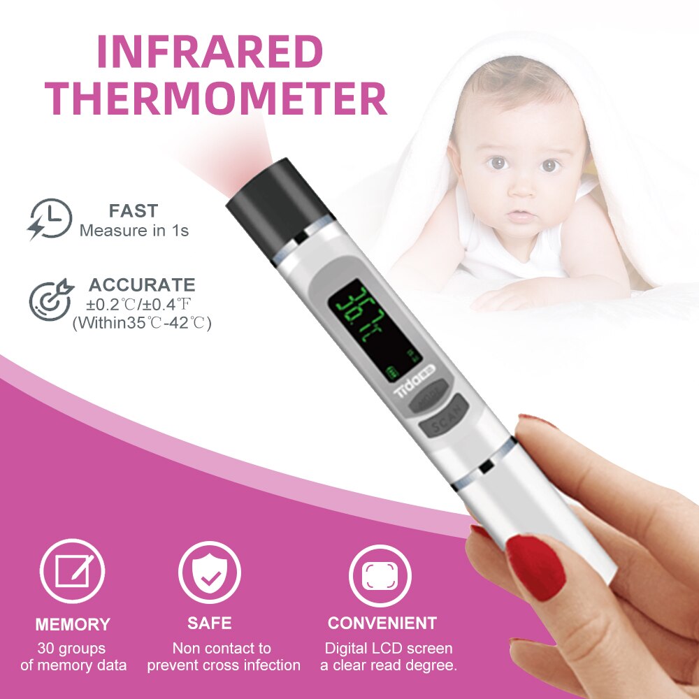 Portable Non-Contact Infrared Thermometer 1S Quick Measurement Body / Room Surface 3 Temperature Modes Home/Office/Traval Use