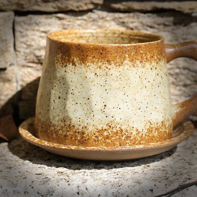 Coarse Pottery Coffee Cup Vintage Handmade Coffee Drinkware Cup Milk Tea Cup Mug Drinking WY80112: B