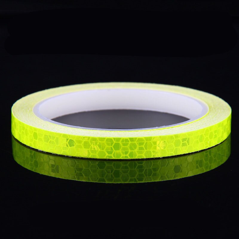1cmx8m Bike Reflective Stickers Fluorescent MTB Bicycle Wheels Tapes Safety Warning Sticker Decoration Cycling Accessories: Yellow