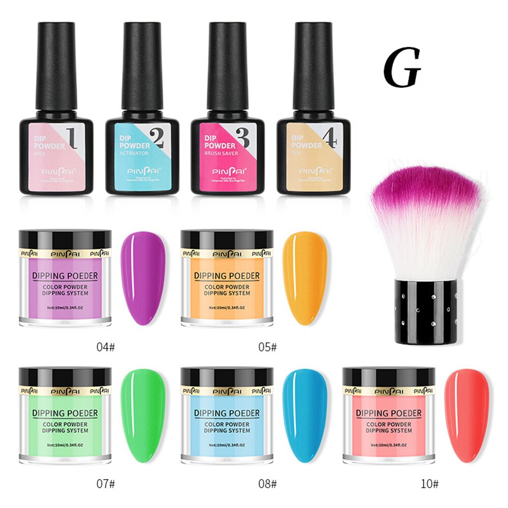 Kit de Inicio de polvo de inmersión en polvo para uñas, Kit de iniciación para uñas de estilo francés, Kit de polvo de inmersión portátil para uñas sin lámpara: type G