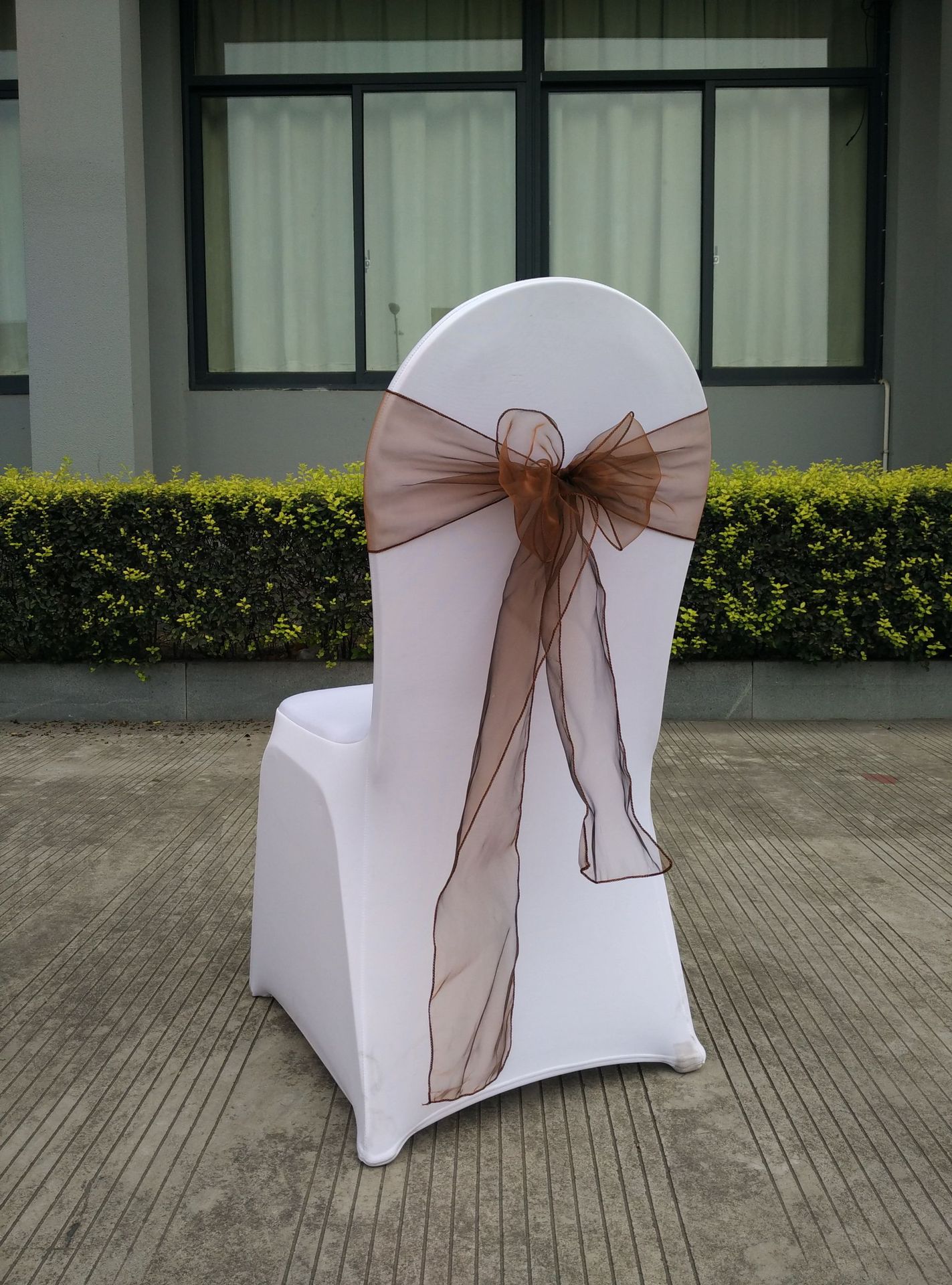 Wedding Decoration Chair Cover Band Ribbons Chair Backs with Bows for Party Hotel Banquets with Tulle Streamers 25PCS/LOT: 6