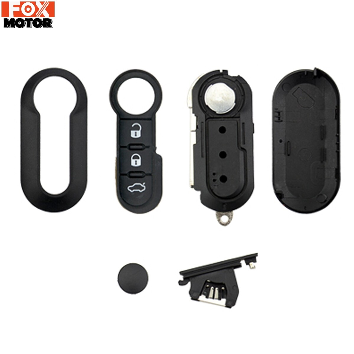 Carcasa de llave a distancia de coche, funda Fob de 3 botones para Fiat 500, abarth, Panda, Punto Bravo 2, Ducato Tipo, Doblo 500x, 500l, 500e, hoja automática sin cortar