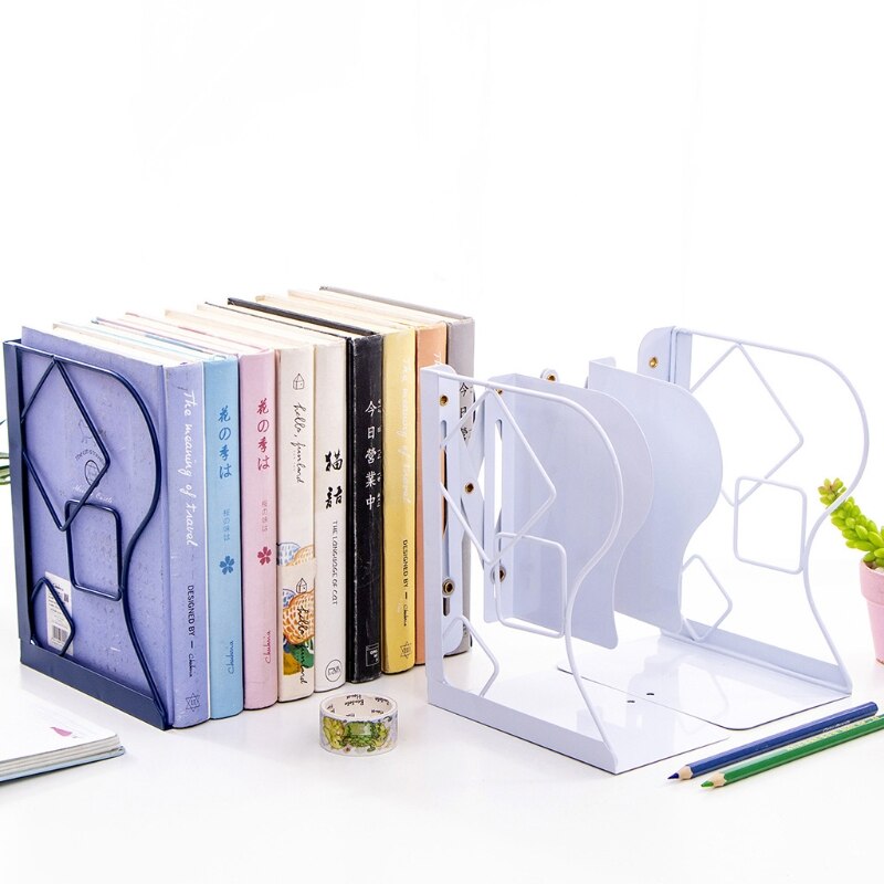 Retractable Book Support Stand Telescopic Metal Bookend Shelf Bookrack Organizer G88D