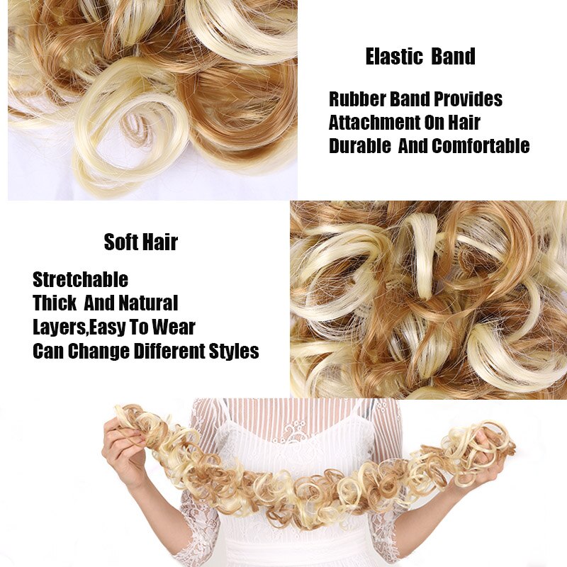 Xnaira Synthetic Hair Bun Messy Chignon WIth Rubber Band Updo Donut Roller Scrunchie Hair Pieces For Women High Temperture Fiber