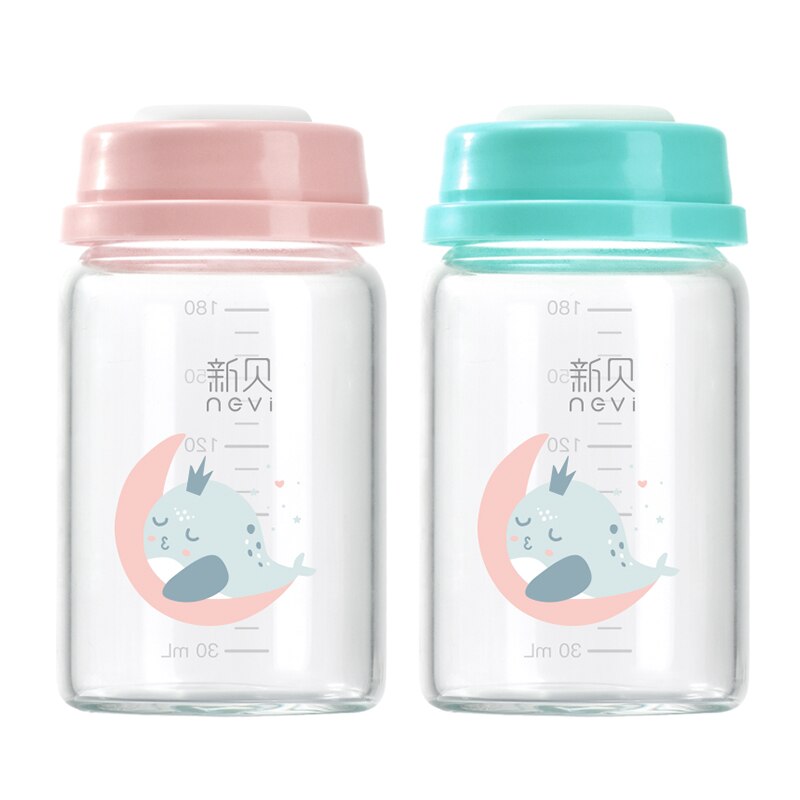 NCVI-contenedores de almacenamiento de alimentos para bebé, frascos de comida para bebé de 5 oz con tapas, sin BPA, para colección y almacenamiento de leche materna, 2 paquetes: 180ml