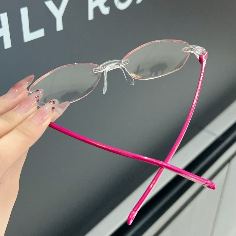 Square Rimless Anti-Blue Light Glasses Women Men Summer Silver Frame Optical Spectacle Eyeglasses Computer Reading Eyewear
