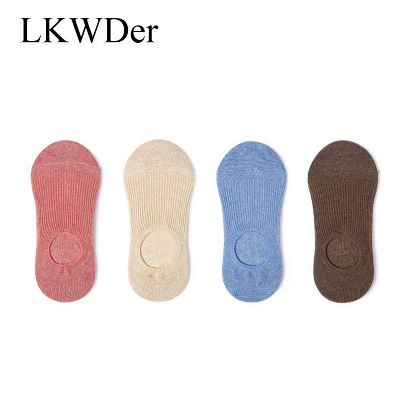LKWDer 6 Pairs Autumn Korean Women's Socks Female Solid Color Double Needle Boat Socks Anti-shedding Cotton Socks