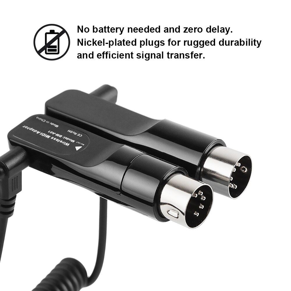 Vangoa Bluetooth kabellos Midi- Kabel VBM-A01 5-Stift Midi- Adapter