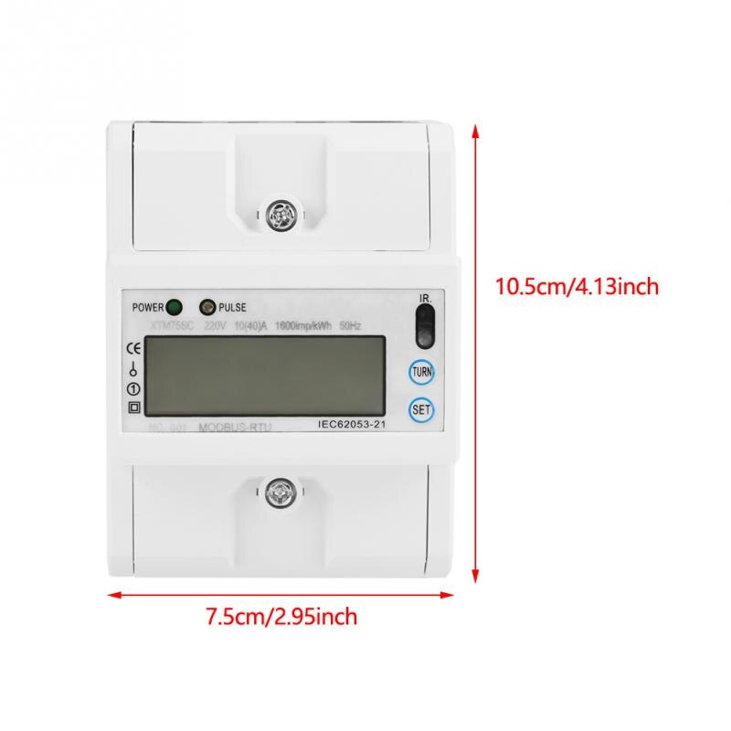 220V Digital 10(40)A DIN-Rail Electric Meter Din Rail Energy Meter 1-phase 2 Wire Electronic KWh Meter