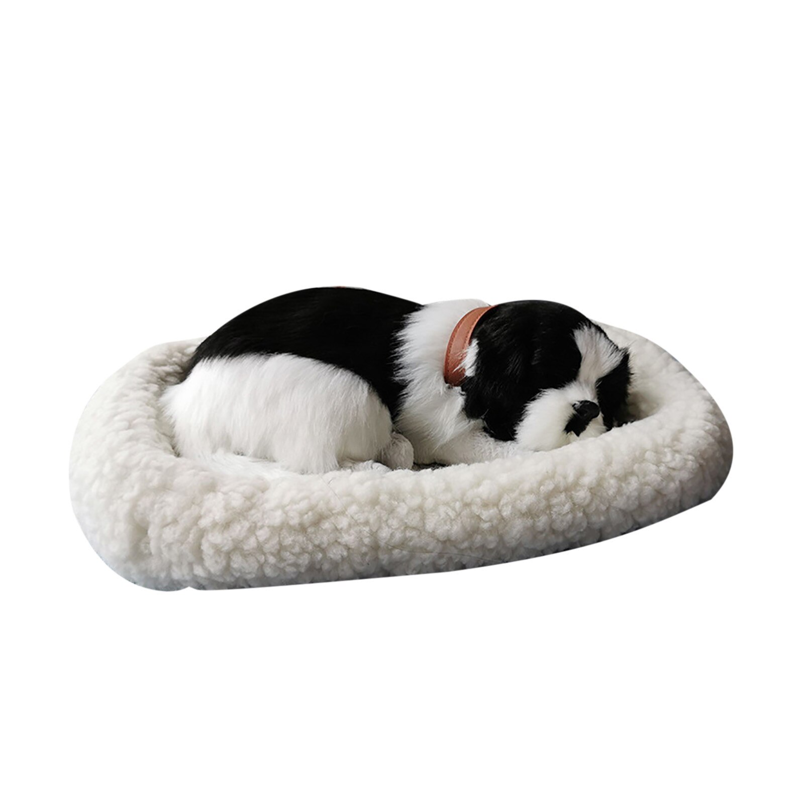 Realistic Sleeping Plush Breathing Cat Furry Dog With Mat Animals Decor Sleeping Breathing Cat Baby Toys Plush Toys