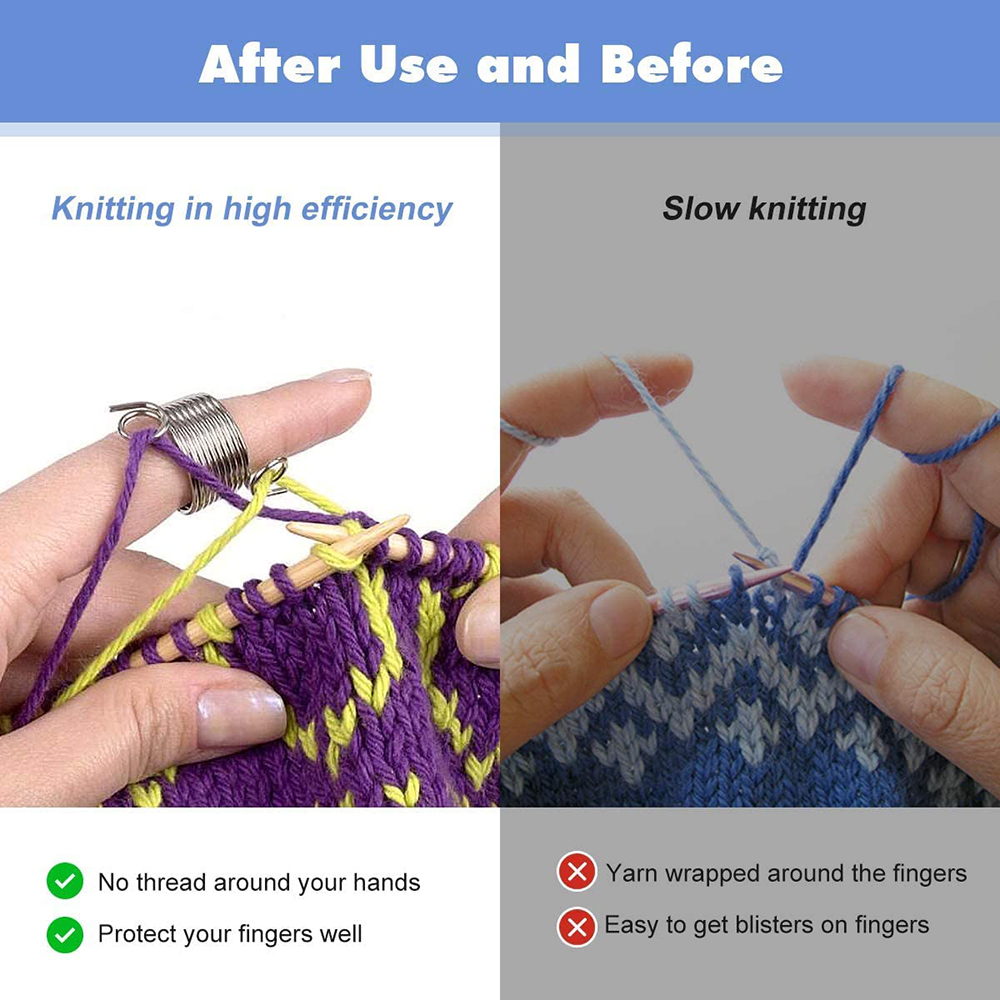 2 stk metal finger fingerbøl garn guide 2 størrelse finger holder strik finger finger ring til hækle strikke håndværk vævning tilbehør
