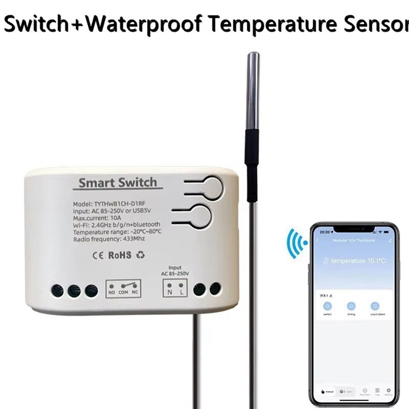 ABAC-accorto Interruttore di Temperatura Interruttore Intelligente con Sensore di Temperatura Tuya Wifi Interruttore Wifi Interruttore Relè Tuya accorto interruttore AC 85-25