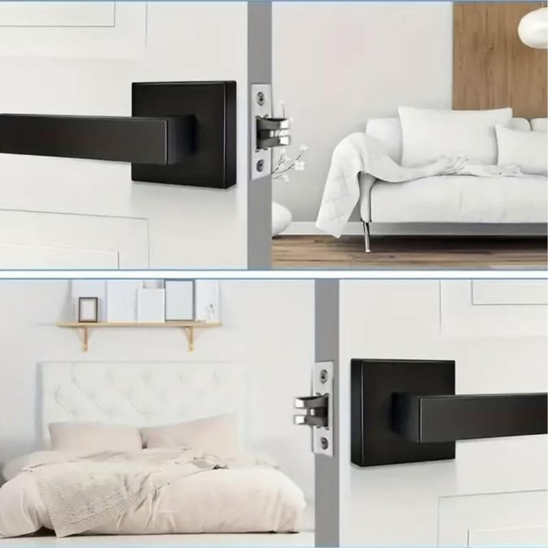 Matte Black Door Handle Door Locks Door Levers For Passage Heavy Duty Door Locks Reversible Flat Levers Door Handles For Right