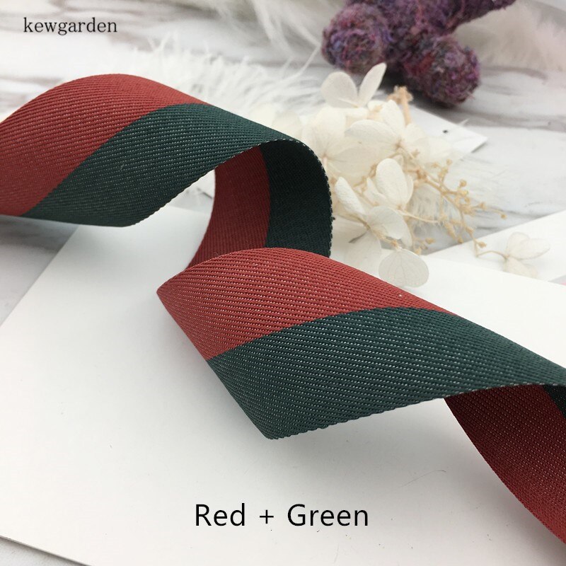 kewgarden 40mm 4cm Double Color Joining Together Satin Ribbons DIY Bowknot Accessories Cotton Ribbon Handmade Tape Riband 6M/lot: Red green