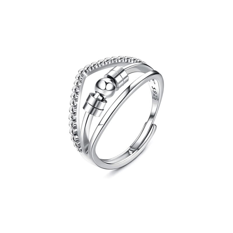 Angst ring kvinder mænd runner fidget angst ring med perle bekymring stress relief smykker justerbar stable ring: B1-17mm