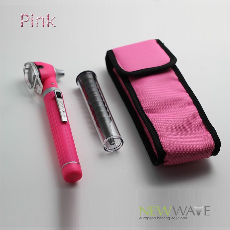 ENT 12 colores PRO-Fiber optic L.E.D portátil Otoscopio auriscope Cuidado del oído kit de diagnóstico + estuche protector CE