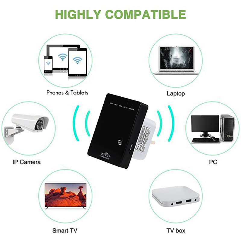 Wireless Repeater 300M Dual Network Port Network Signal Amplifier WiFi Router AP Bridge Repeater IEEE 802.11N