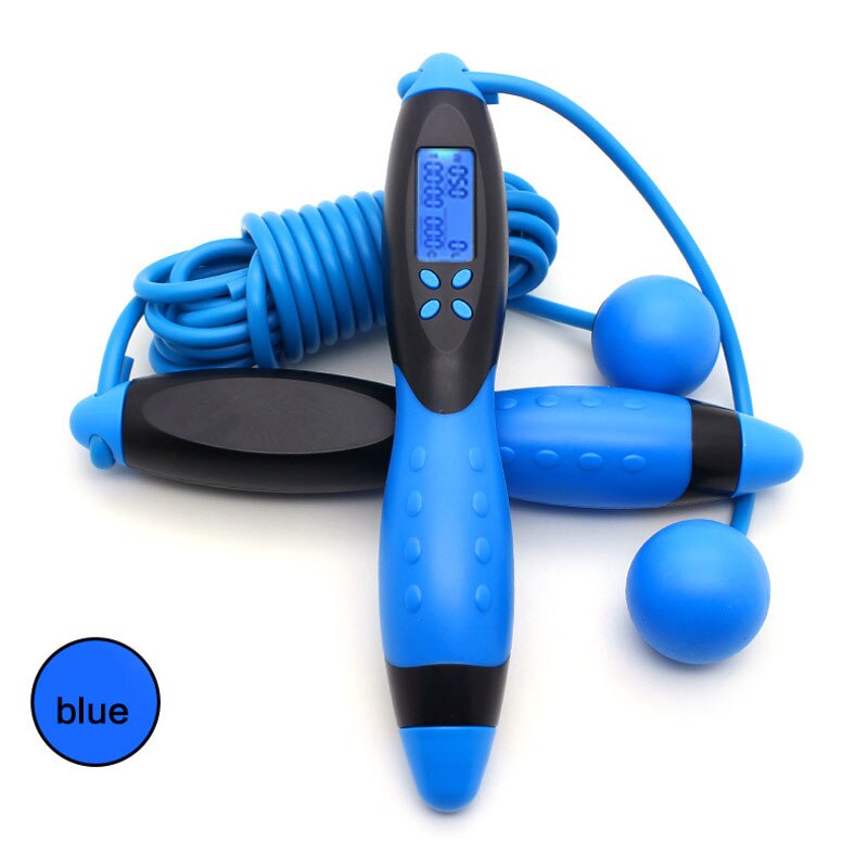 1pc springtouwen slimme elektronische teltoestellen springtouw calorieverbruik fitnessapparatuur digitale springtouwen gereedschap: Blauwzwart
