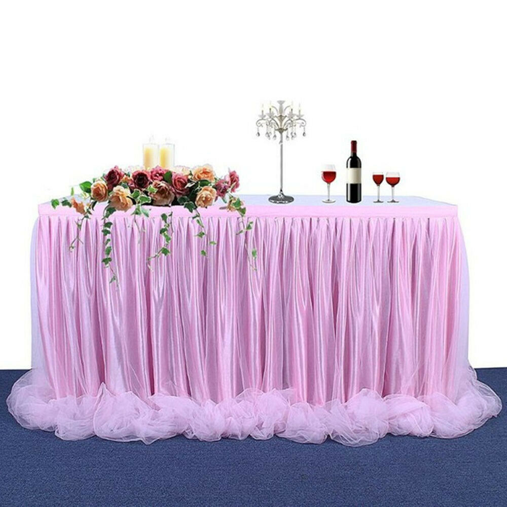 183*78cm store tyl bord nederdel dækning fødselsdag bryllup festlig fest indretning duge rektangulær fest juledekoration: Lyserød