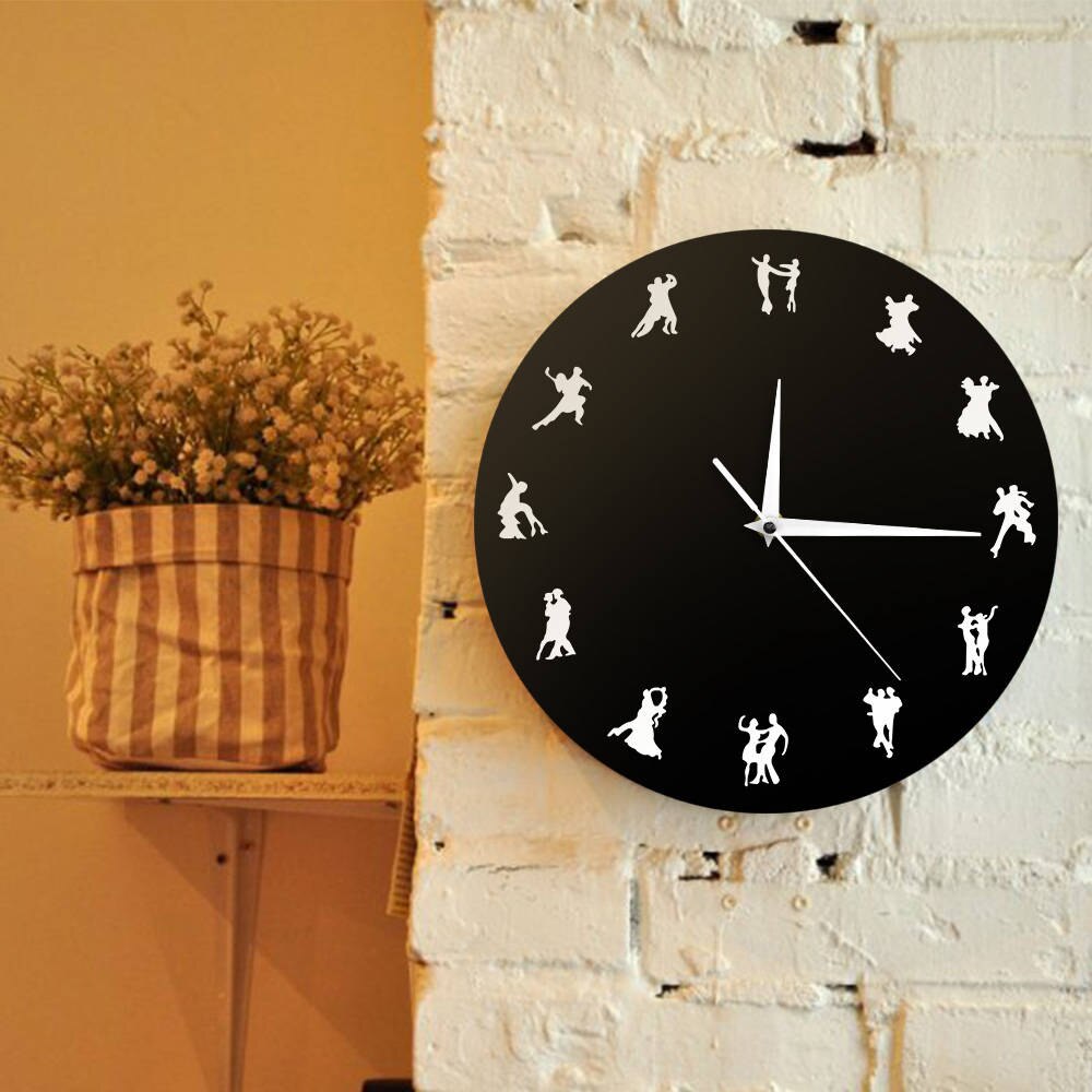 Ballroom Dancing Dancers Silhouette Iconic Wall Clock Latin Couple Dancers Wall Decor Watch Dancing Studio Social Dancing