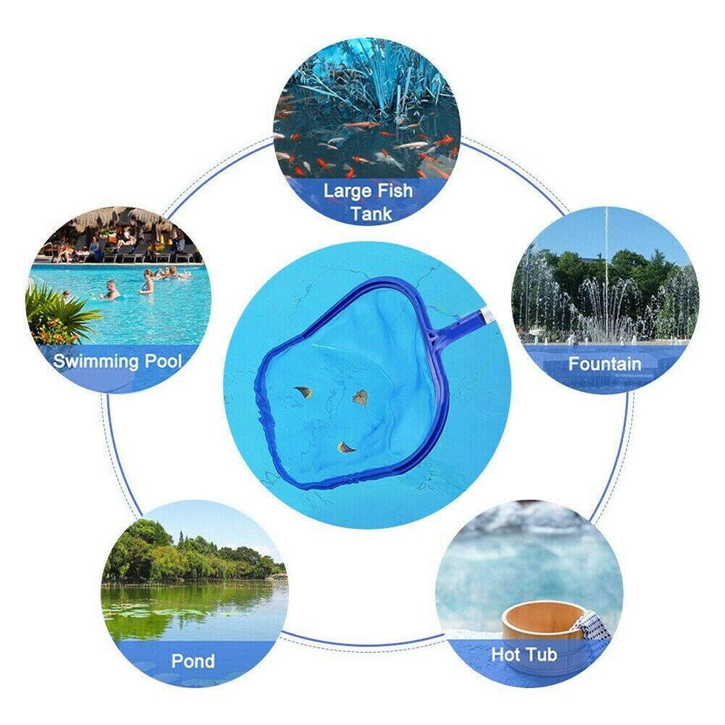 Red de limpieza azul para piscinas, herramienta de salvamento, red para piscinas, Espumador, bolso de receptor de hojas, accesorios para piscinas