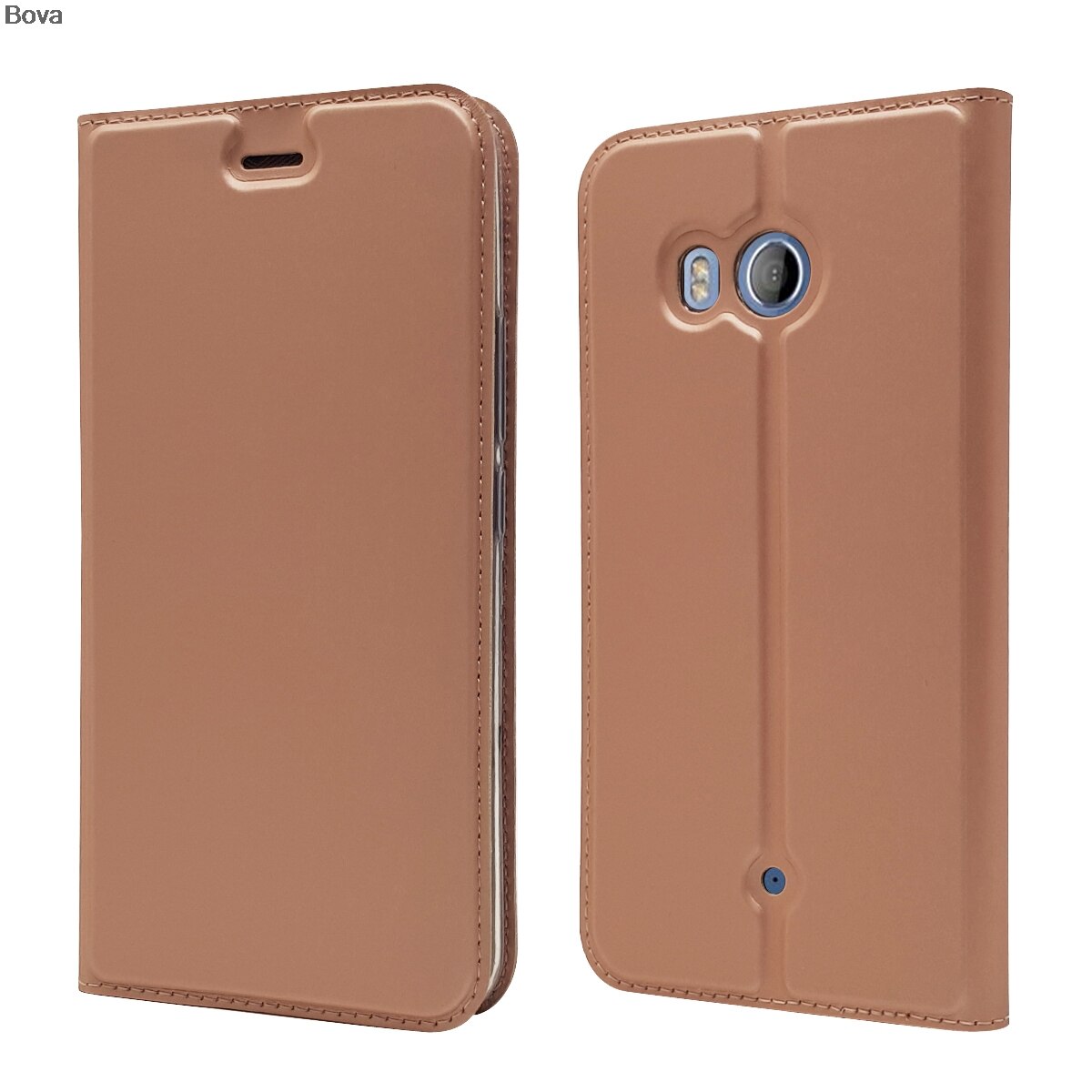 Ultra-thin Magnetic Cover Flip Case for HTC U11 Ocean with Magnetic adsorption Holster business fundas: Pink Gold