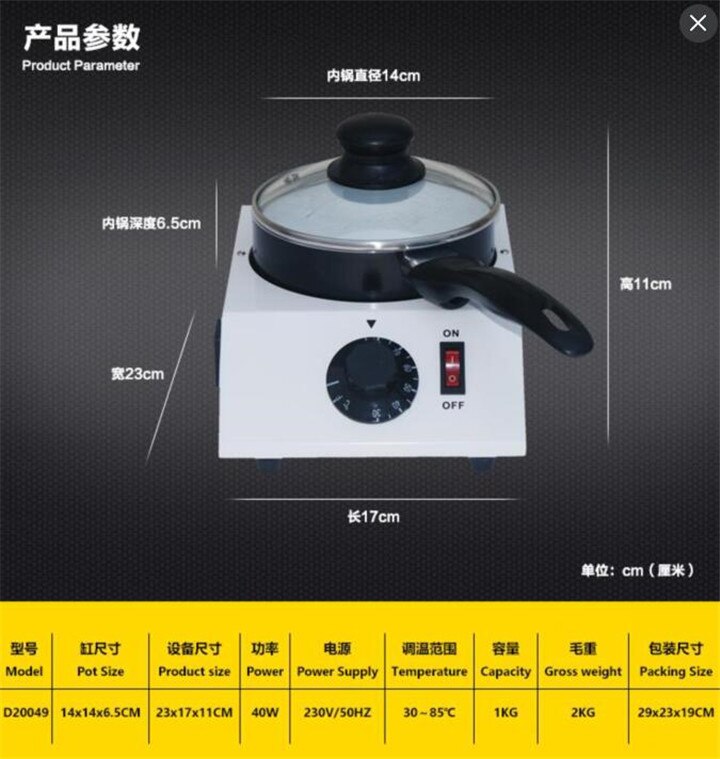 40W Mini Electric Chocolate Melting Machine with Single Pan Ceramic Non-Stick Pot Tempering Cylinder Melter Pan chocolate melter