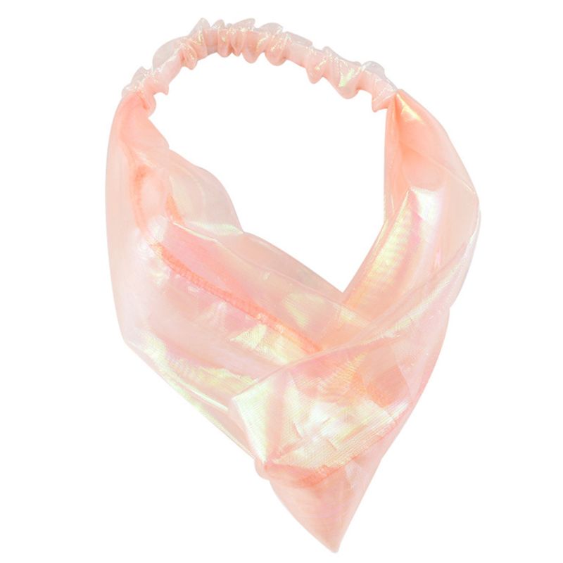 Vrouwen Mesh Twist Knoop Brede Hoofdband Holografische Glanzende Kleurrijke Party Haarband B2QE