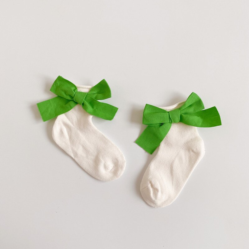 7 couleurs bébé filles garçons princesse chaussettes fleurs imprimer nœud papillon anti-dérapant coton mignon chaussettes 0-2 ans: 5