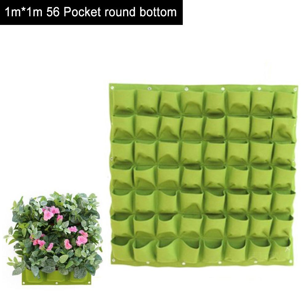 Hanging Wall Planting Bags Pockets Green Growing Bag Planter Vertical Garden Vegetable Seedling Living Garden Bag Home Supplies: 56 Pockets