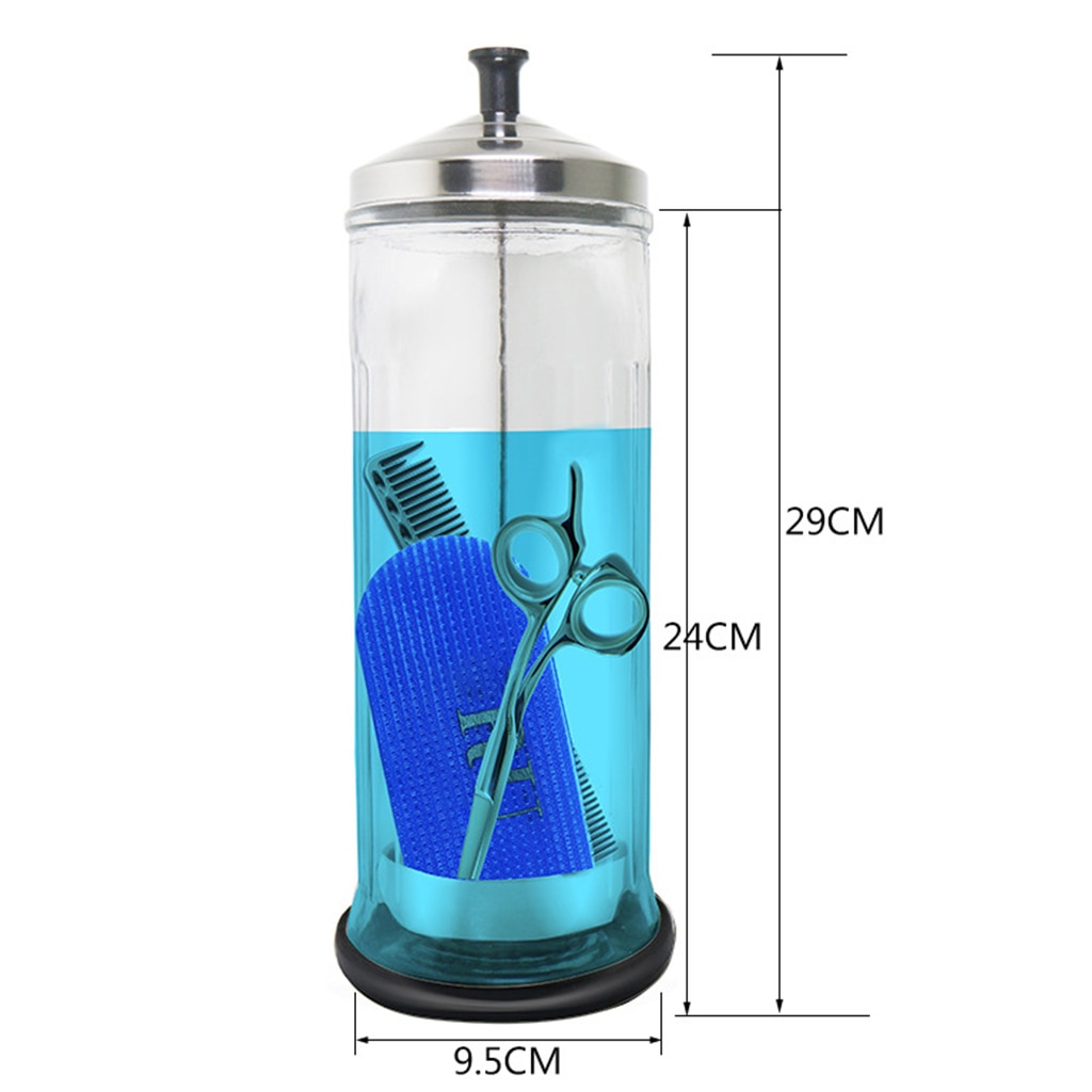 Disinfectant Jar Salon Barber Disinfection Jar Sterilization Container Sanitizer Glass Manicure Disinfection Cup for Barber