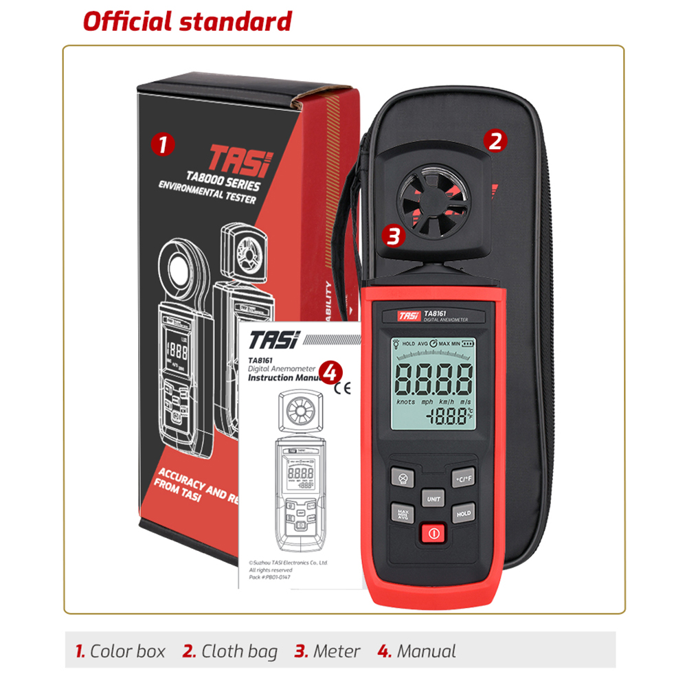 TA8161 Digital Anemometer High Precision Handheld Anemograph Wind Velocity Indicator Air Velocity Air Temperature Measurement