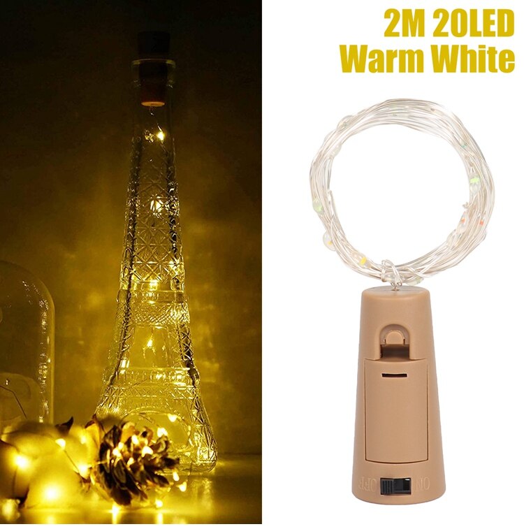 String Led Wine Bottle Lights With Cork 20 LED Fairy Lights String Lights for Party Christmas Wedding Bar Decor Garland: Style 3