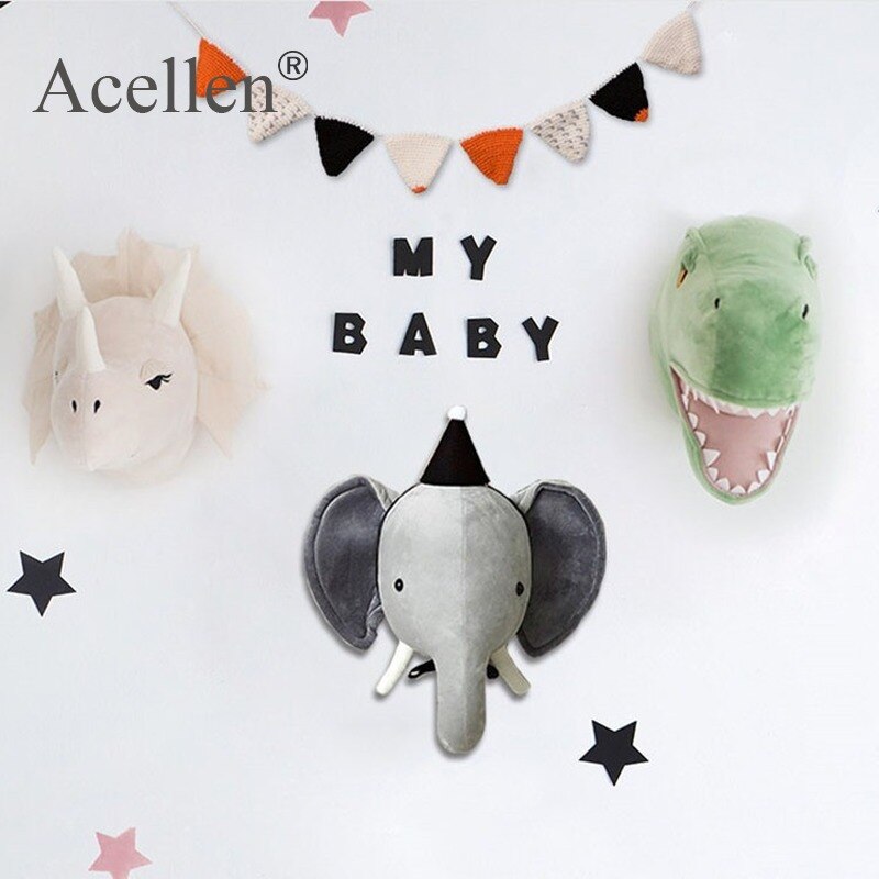 Enfants chambre décoration 3D animaux têtes pépinière chambre décoration éléphant cerf licorne tête tenture murale décor pour chambre d'enfants