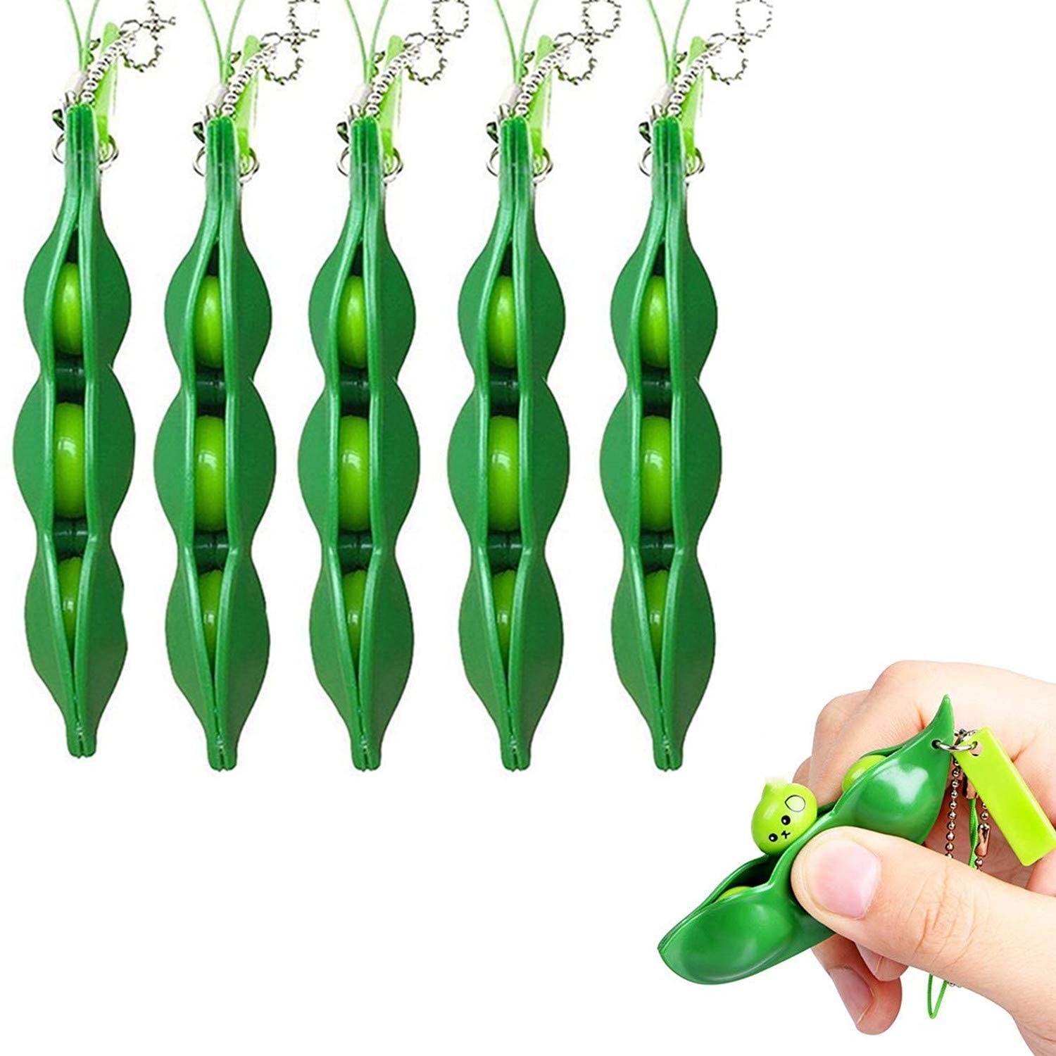 1-5 stk bønne fidget legetøj stress lindring fidget bønner ærter squishy legetøj nøglering enkel dimple pop boble антистресс: 5 stk