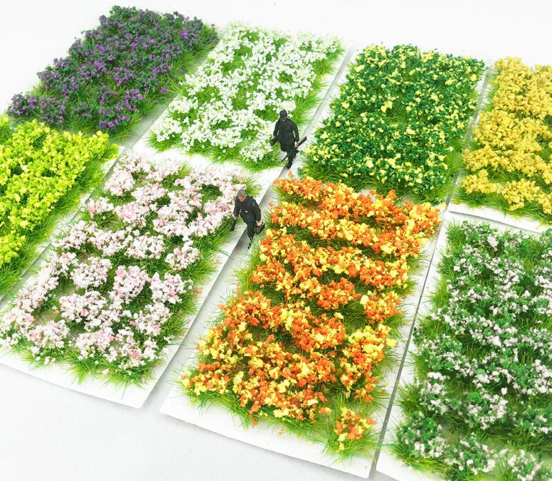 28PCS/BOX 1/35 1/48 1/72 1/87 Scale 10cm Tall Flower Cluster Yard Sence Play