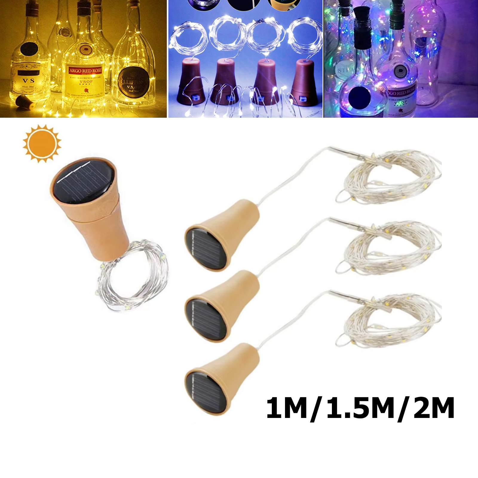 Zonne Wijnfles Led String Fairy Light Lamp Thuis Tuin Bruiloft Aangedreven 2m 20leds Kurk Voor Kerstverlichting Decoratie