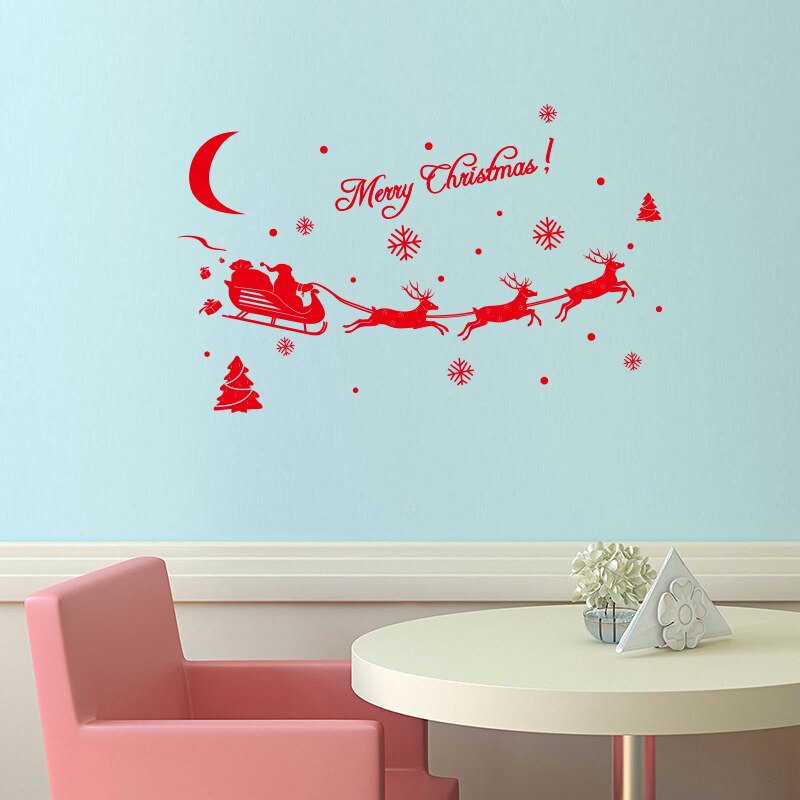 Popular Christmas Decoration Window Stickers Home Decor Window Decals Xmas House Decoration: Red