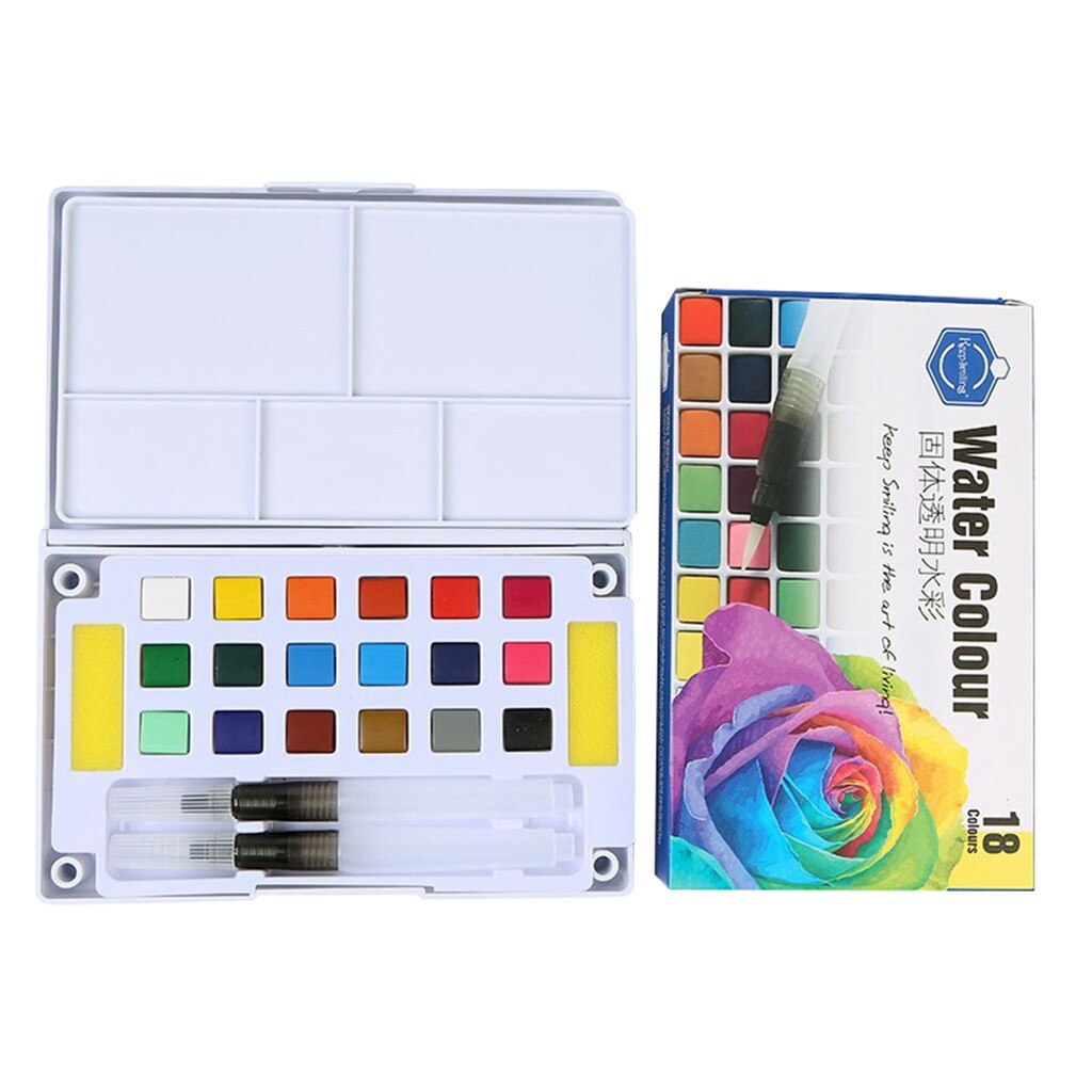 12/18/24/36 Kleuren Metallic Aquarel Glinsterende Solid Metallic Aquarel Verf Set Verven Aquarel Water Borstel Verf Set