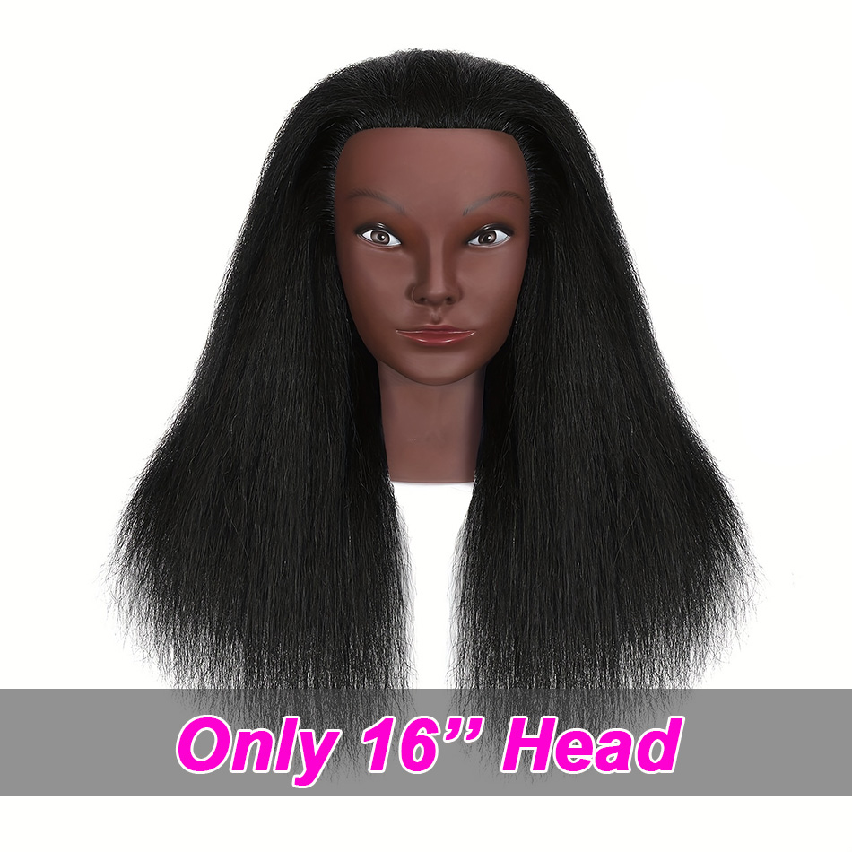 Mannequin Head - 16inch Yaki Hair - Cosmetology Training Doll Head with Clamp Stand: White