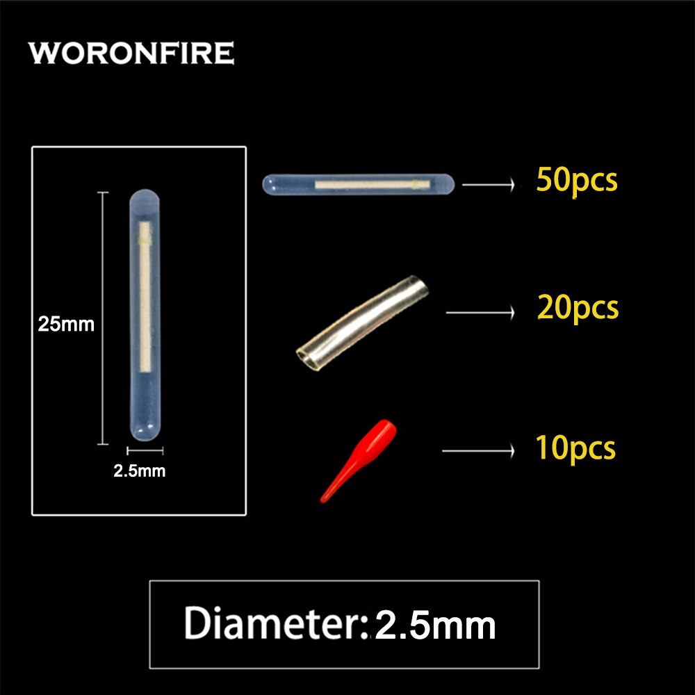 30 st /50 st 4.5*37mm fiskeflöte fluorescerande ljussticka ljus nattflöte spö ljus mörk glöd stick eldflugor för fiske: 2.5 mm 50 st